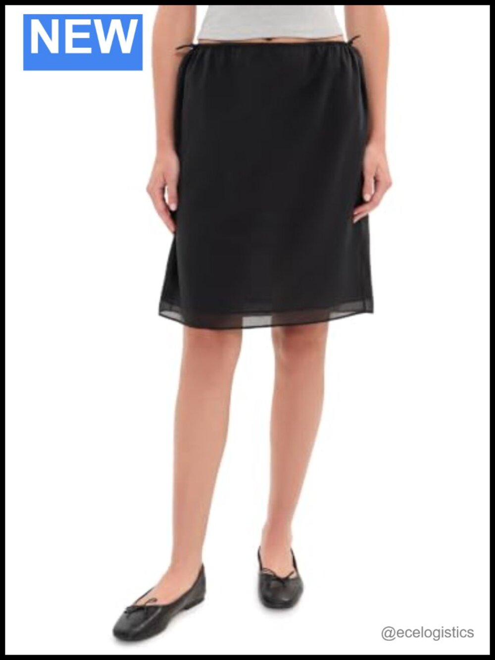 Organza Pull On Bungee Skirt Lightweight Knee-Length